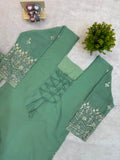 DESIGNER 3 PIECES KURTI  PENT AND DUPATTA WITH EMBROIDERY WORK