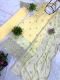 DESIGNER 3 PIECES KURTI  PENT AND DUPATTA WITH EMBROIDERY WORK