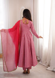Beautiful Designer  Roman Silk Anarkali Suit With Embroidered Sequence With Real Mirror Work