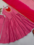 Beautiful Designer  Roman Silk Anarkali Suit With Embroidered Sequence With Real Mirror Work