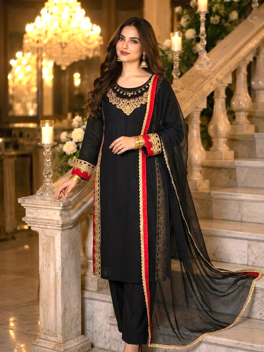 Designer Party Wear Pure Mul Chandheri Top  Palazzo With Dupatta Set