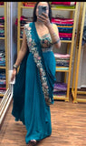 New Super Trending Embroidery Cording Work Ready To Wear Saree With Full Koti
