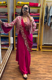 New Super Trending Embroidery Cording Work Ready To Wear Saree With Full Koti