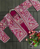 New Super Trending Embroidery Cording Work Ready To Wear Saree With Full Koti