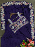 New Super Trending Embroidery Cording Work Ready To Wear Saree With Full Koti