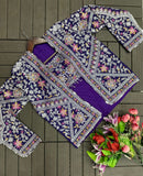 New Super Trending Embroidery Cording Work Ready To Wear Saree With Full Koti