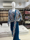 New Super Trending Embroidery Cording Work Ready To Wear Saree With Full Koti