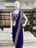 New Super Trending Embroidery Cording Work Ready To Wear Saree With Full Koti