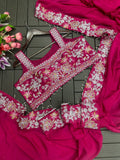New Super Trending Embroidery Cording Work Ready To Wear Saree With Full Koti