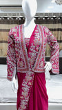 New Super Trending Embroidery Cording Work Ready To Wear Saree With Full Koti