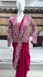 New Super Trending Embroidery Cording Work Ready To Wear Saree With Full Koti