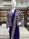 New Super Trending Embroidery Cording Work Ready To Wear Saree With Full Koti
