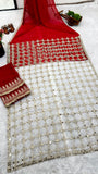 Fendy Silk with Real Mirror Work With Lace Border Beautiful Saree