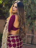 Fendy Silk with Real Mirror Work With Lace Border Beautiful Saree