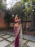 Fendy Silk with Real Mirror Work With Lace Border Beautiful Saree