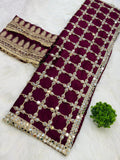 Fendy Silk with Real Mirror Work With Lace Border Beautiful Saree