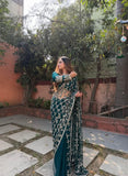 Fendy Silk with Real Mirror Work With Lace Border Beautiful Saree