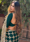 Fendy Silk with Real Mirror Work With Lace Border Beautiful Saree