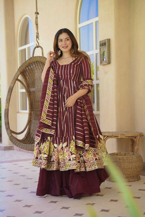 Designer Anarkali Suit With Heavy Faux Georgette and Multi Coloured Embroidery Work