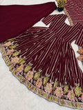 Designer Anarkali Suit With Heavy Faux Georgette and Multi Coloured Embroidery Work