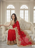 Heavy soft Rangoli silk fabric coding with sequence c pallu work and multi thread arco cut border Saree