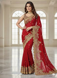 Heavy soft Rangoli silk fabric coding with sequence c pallu work and multi thread arco cut border Saree