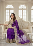 Heavy soft Rangoli silk fabric coding with sequence c pallu work and multi thread arco cut border Saree