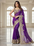 Heavy soft Rangoli silk fabric coding with sequence c pallu work and multi thread arco cut border Saree