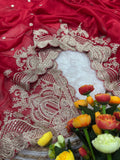 Heavy soft Rangoli silk fabric coding with sequence c pallu work and multi thread arco cut border Saree