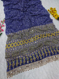 Premium Chinon Silk With Beautiful Print And With Real Mirror Work Saree