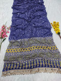 Premium Chinon Silk With Beautiful Print And With Real Mirror Work Saree
