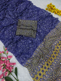 Premium Chinon Silk With Beautiful Print And With Real Mirror Work Saree