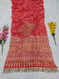Premium Chinon Silk With Beautiful Print And With Real Mirror Work Saree