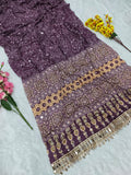 Premium Chinon Silk With Beautiful Print And With Real Mirror Work Saree