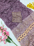 Premium Chinon Silk With Beautiful Print And With Real Mirror Work Saree