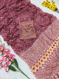 Premium Chinon Silk With Beautiful Print And With Real Mirror Work Saree