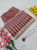 Premium Chinon Silk With Beautiful Print And With Real Mirror Work Saree