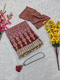 Premium Chinon Silk With Beautiful Print And With Real Mirror Work Saree