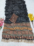 Premium Chinon Silk With Beautiful Print And With Real Mirror Work Saree