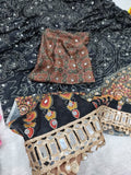 Premium Chinon Silk With Beautiful Print And With Real Mirror Work Saree