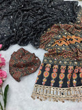 Premium Chinon Silk With Beautiful Print And With Real Mirror Work Saree