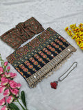 Premium Chinon Silk With Beautiful Print And With Real Mirror Work Saree