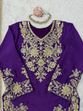 Designer Chinon Silk Top Plazzo And Dupatta Set With Thread With sequnce Work