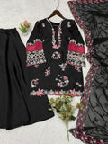 DESIGNER BEAUTIFUL SEQUENCE EMBROIDERED WITH CUT WORKED TOP PLAZZO WITH DUPATTA