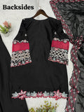 DESIGNER BEAUTIFUL SEQUENCE EMBROIDERED WITH CUT WORKED TOP PLAZZO WITH DUPATTA
