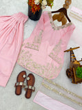 Pure Natural Crep Silk With Embroidery Sequence Work With Full Sleeve Salwar Kameez