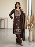 LATEST DESIGNER CHIKANKARI EMBROIDERED WORKED TOP PLAZZO WITH DUPATTA