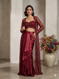 MOSS SATIN WITH SEQUENCE EMBROIDERED BUTTERFLY NET DRESS