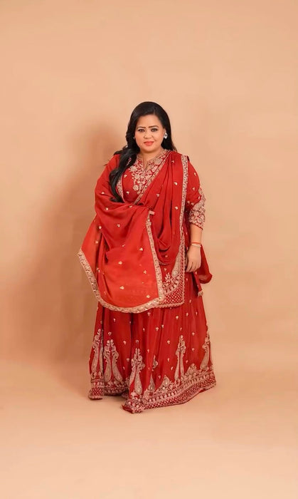 BHARTI SHINGH INSPIRED NEW LAUNCHING HEAVY 3 PIECES SUIT PAIR WITH EMBROIDERY WORK