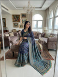 Premium Chinon Silk With Beautiful Print And With Gold Zari Work Saree
